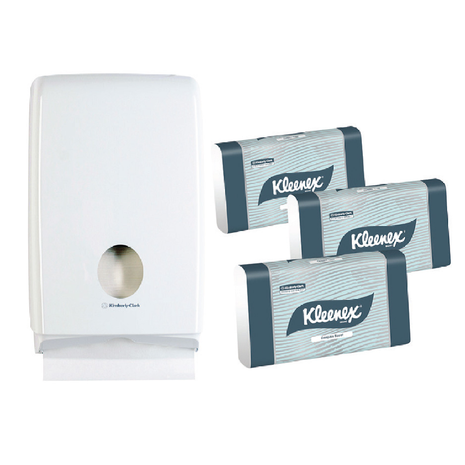 KIMBERLY-CLARK KLEENEX COMPACT HAND TOWEL STARTER KIT 4441 EACH (29.5CM X 19CM)