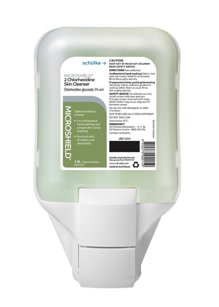 MICROSHIELD 2 WITH 2% CHLORHEXIDINE HANDWASH *GREEN* 1.5 LITRE (61222) 70000361 EACH