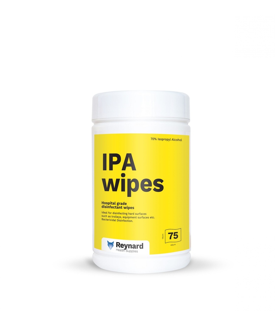 REYNARD IPA HOSPITAL GRADE DISINFECTING WIPES RHS409 IPA WIPES 70 % ISOPROPYL ALCOHOL 42CMX14CM - 75 (RHS409)