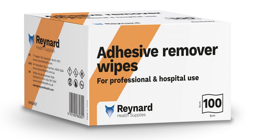 REYNARD ADHESIVE REMOVER WIPES RHS457 (6X6CM) - 100