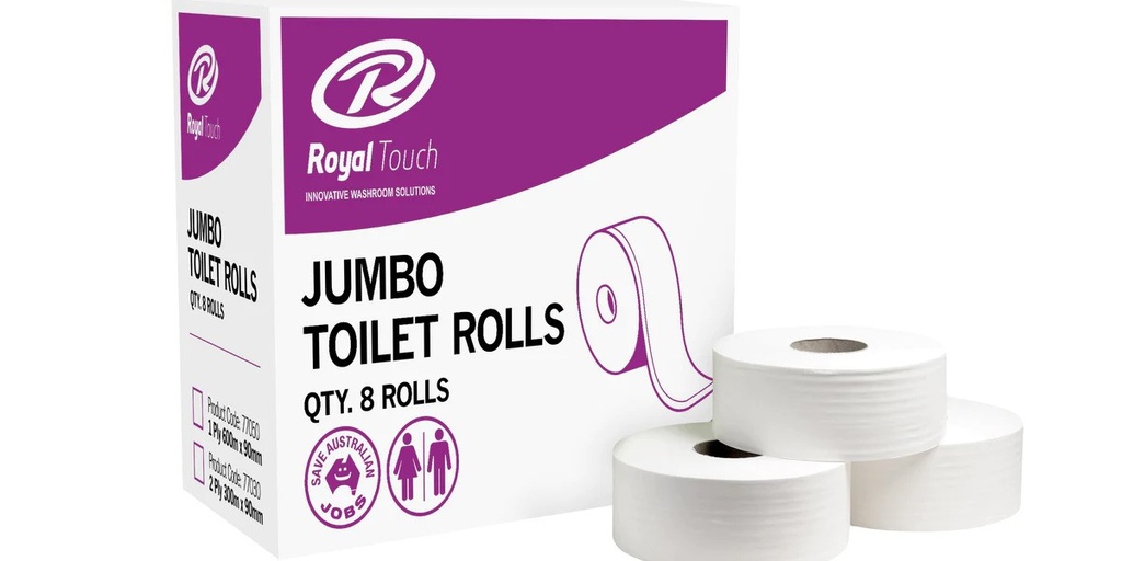 ROYAL TOUCH JUMBO TOILET ROLL 2PLY 300MTR - Carton of 8