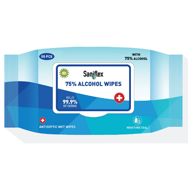 SANIFLEX 75% ALCOHOL SANITARY WIPES (SWA50) - 50 PACK