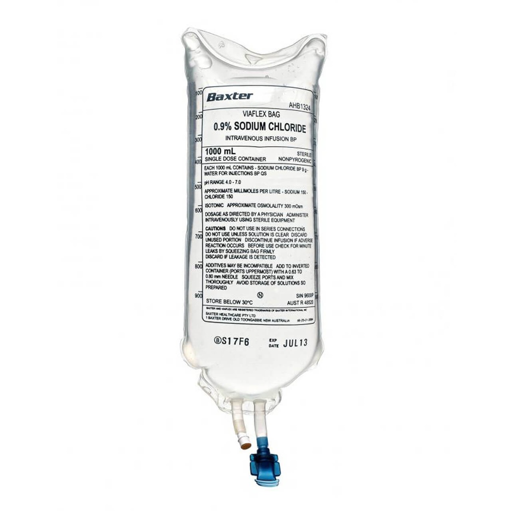 SODIUM CHLORIDE 0.9% INTRAVENOUS INFUSION 1000ml (AHB1324)