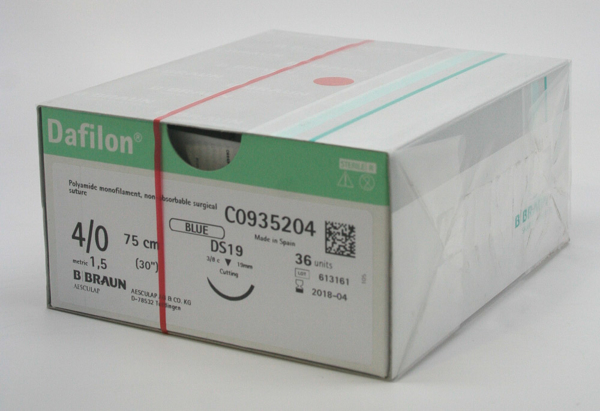 DAFILON NYLON SUTURE 4/0 19MM NEEDLE 45CM THREAD C0932205 - 36