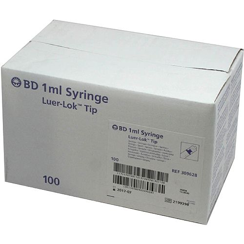 BD SYRINGE HYPO 1ML LUER LOCK - 100 (309628)