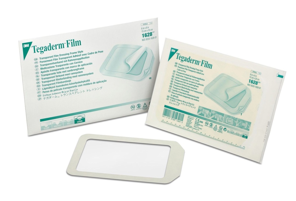 3M TEGADERM TRANSPARENT FILM DRESSING RECTANGLE 15CM X 20CM - BOX OF 10 (1628)