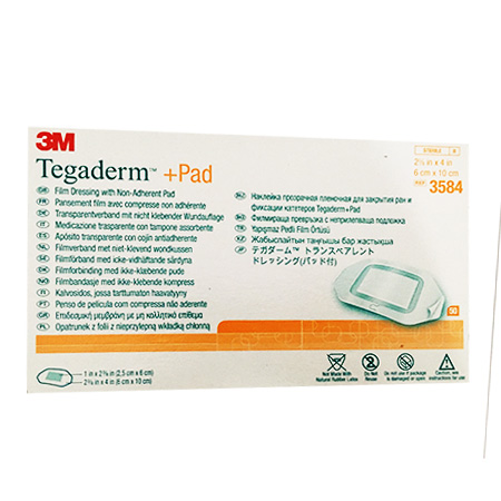 3M TEGADERM + PAD FILM DRESSING WITH NON-ADHERENT PAD 3584 6cm X 10cm - BOX OF 50