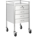 STAINLESS STEEL TROLLEY 4 DRAWER WITH LOCK - 50(W)X50(D)X90(H)CM