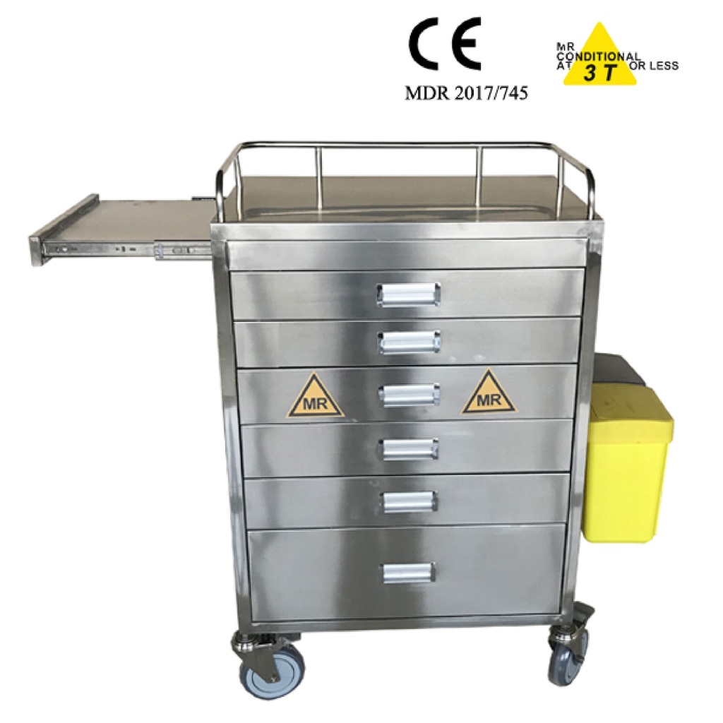 TASK MRI/MR SAFE TROLLEY 6 DRAWERS