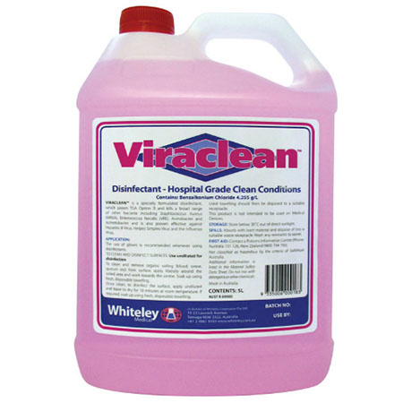 VIRACLEAN HOSPITAL GRADE DISINFECTANT CLEANER 5 LITRE EACH *AUSTRALIAN MADE*