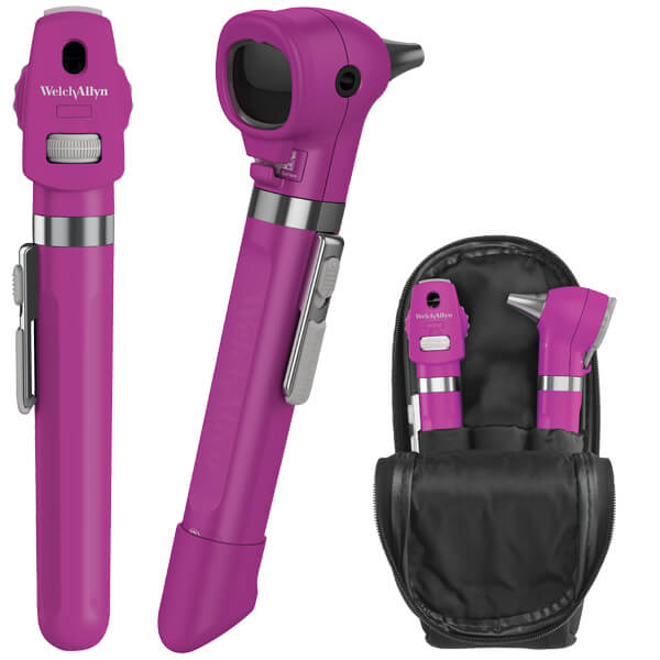 WELCH ALLYN POCKET LED DIAGNOSTIC SET OTOSCOPE & OPHTHALMOSCOPE PLUM COLOUR SOFT CASE 92871-PUR SET