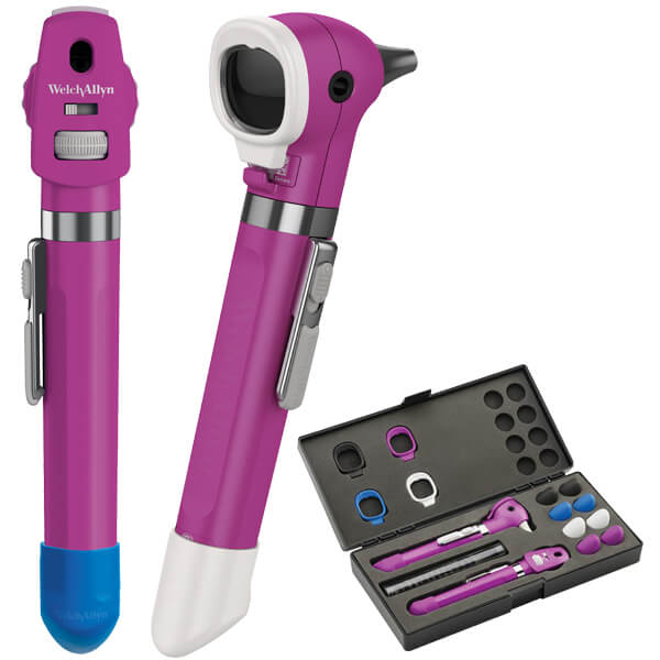 WELCH ALLYN POCKET PLUS LED DIAGNOSTIC SET, OTOSCOPE & OPHTHALMOSCOPE PLUM COLOUR HARD CASE 92880-PUR SET