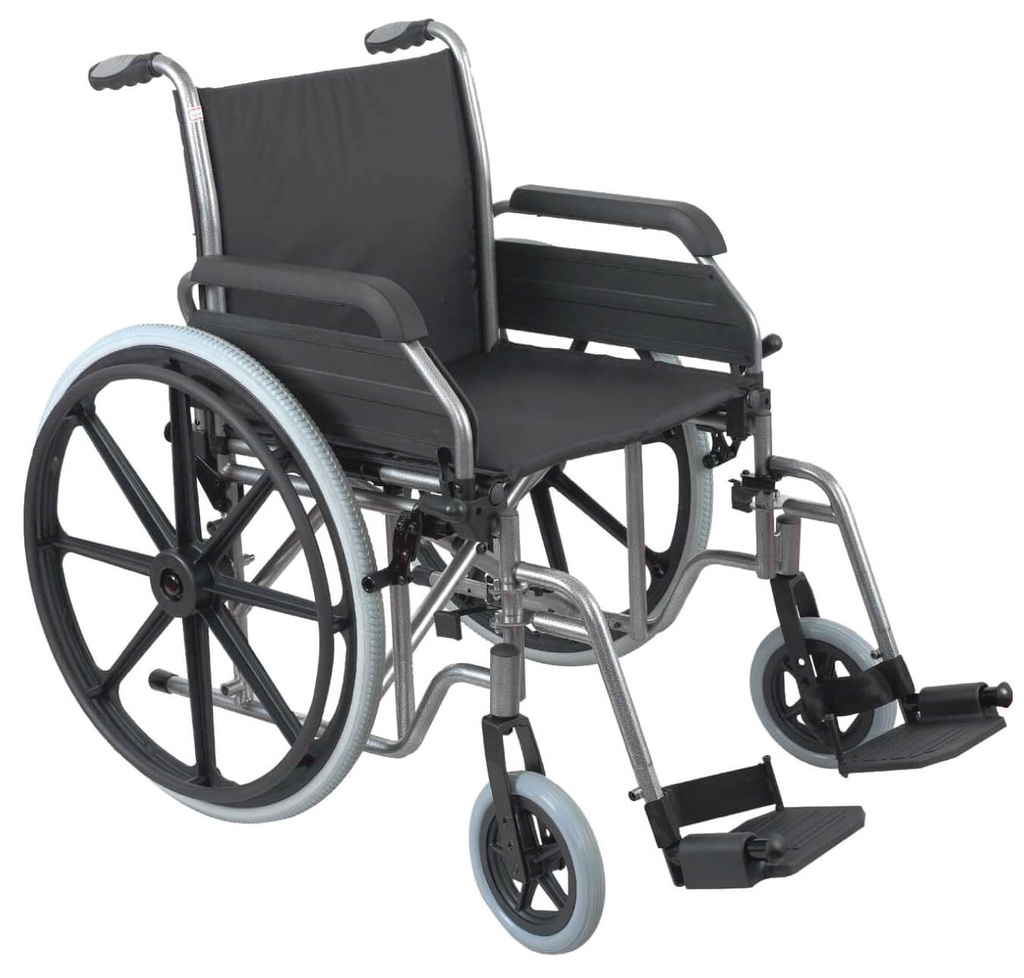 TRANSMED STEEL WHEELCHAIR HEAVY DUTY/BARIATRIC WEIGHT CAPACITY 200KG SEAT WIDTH 55CM (22WCB) (YK9130)