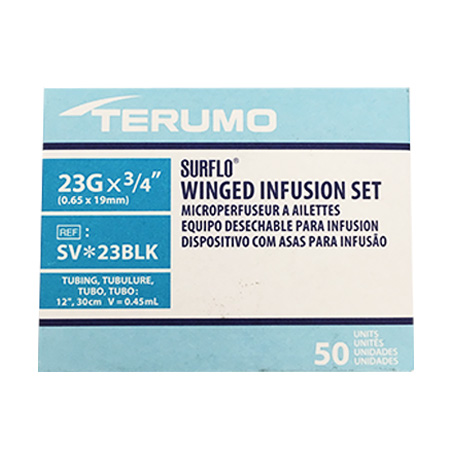 TERUMO SURFLO WINGED INFUSION SET 23G LONG - 50 (3SV23BLK)