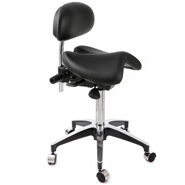 WINBEX KIMI SADDLE SEAT STOOL WITH BACK BLACK 00-5112-02 DU100