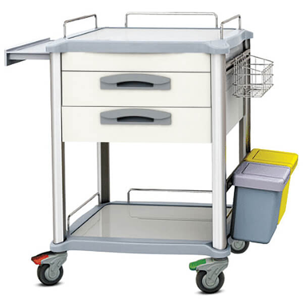 TASK MEDICAL TREATMENT TROLLEY 2 DRAWER WHITE DRAWERS 70X48X90CM