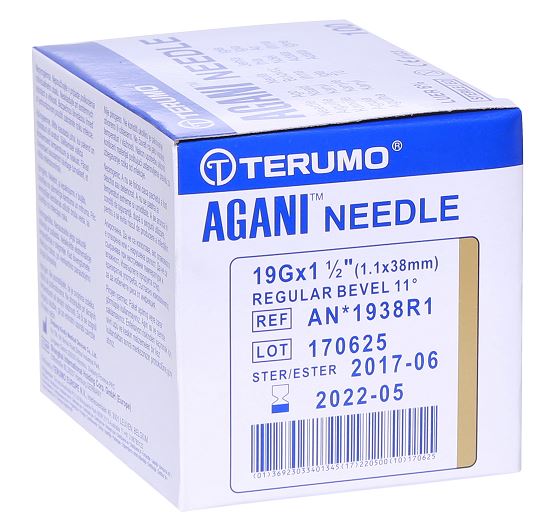 TERUMO AGANI NEEDLE 19GX38MM -100 (AN*1938RI)