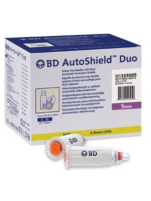 BD AUTOSHIELD DUO INSULIN NEEDLE 30G X 5ML - 100 (329505)