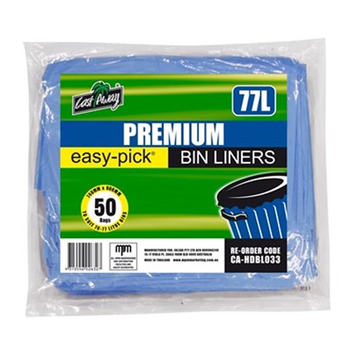 77L PREMIUM BIN LINERS/GARBAGE BAGS BLUE- 500 (CA-HDBL033)