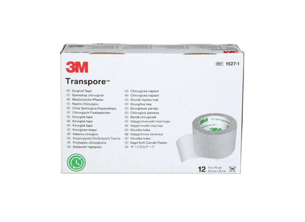 3M TRANSPORE SURGICAL TAPE 25MM - 12 (1527-1)