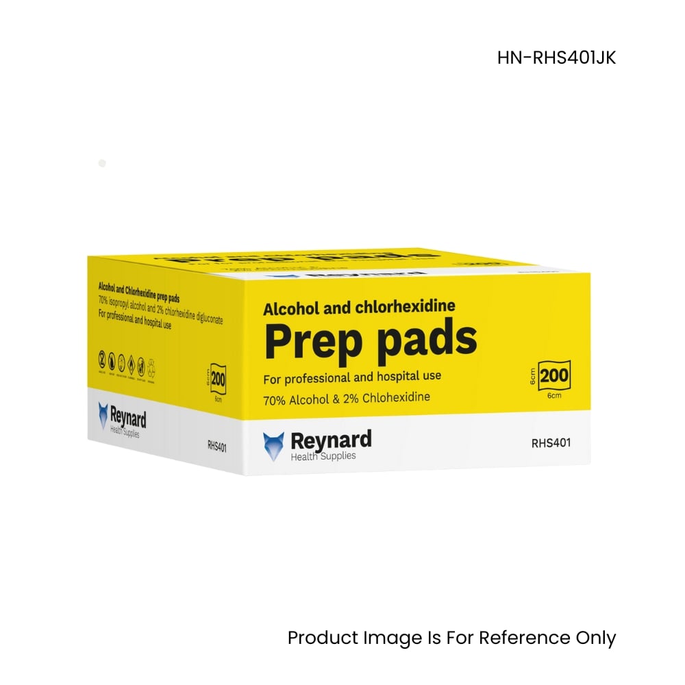 REYNARD SKIN CLEANSING SWABS 70% ISOPROPYL ALCOHOL 28% WATER FOR IRRIGATION 2% CHLORHEXIDINE - 200(RHS401JK)