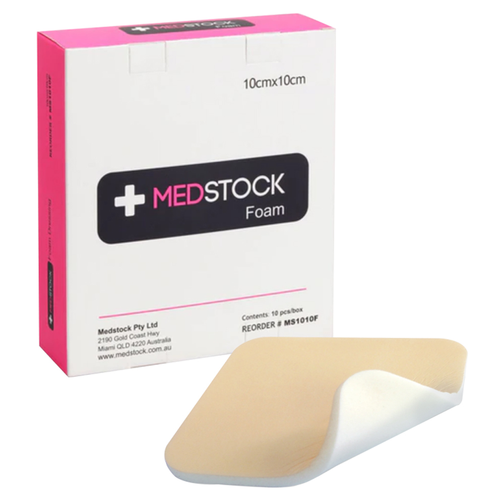 MEDSTOCK FOAM NON-ADHESIVE DRESSING 10x10CM MS1010F BOX-10