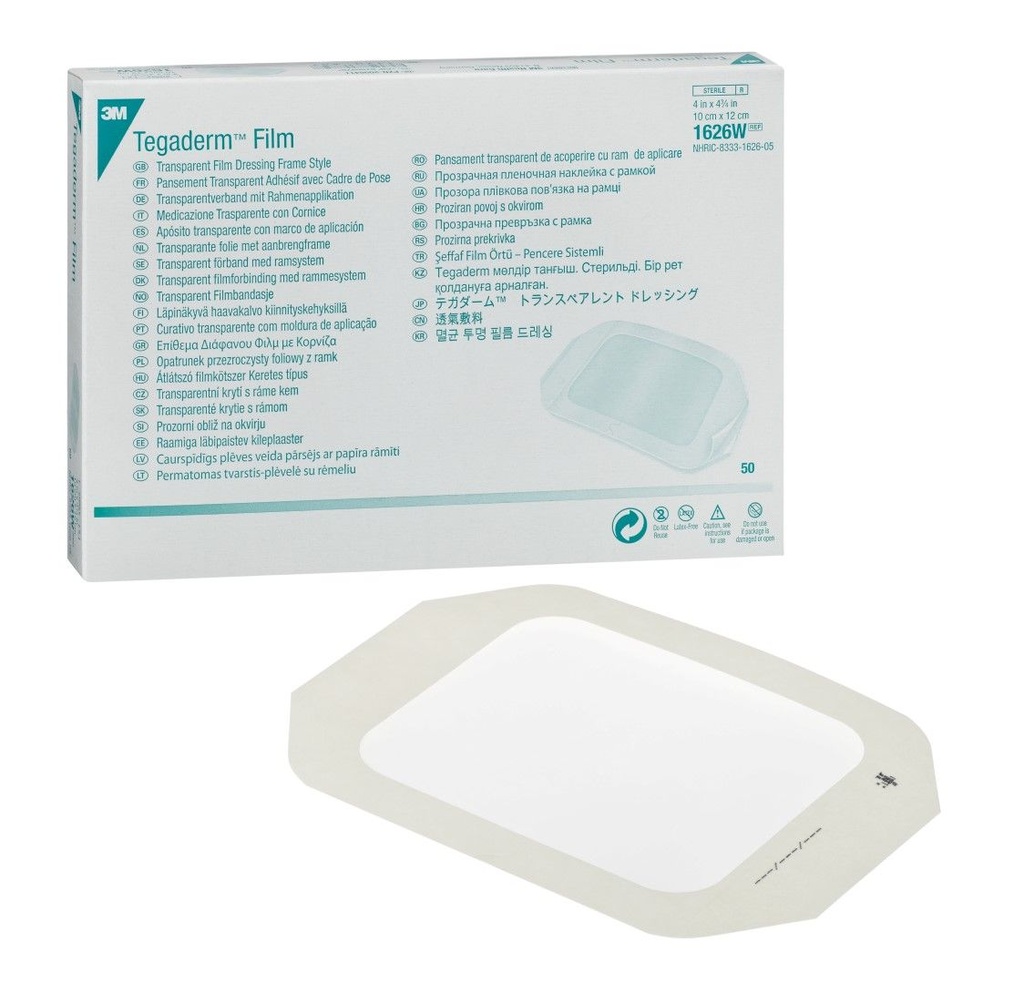 3M TEGADERM TRANSPARENT FILM DRESSING 1626W RECTANGLE 10CM X 12CM - BOX OF 50