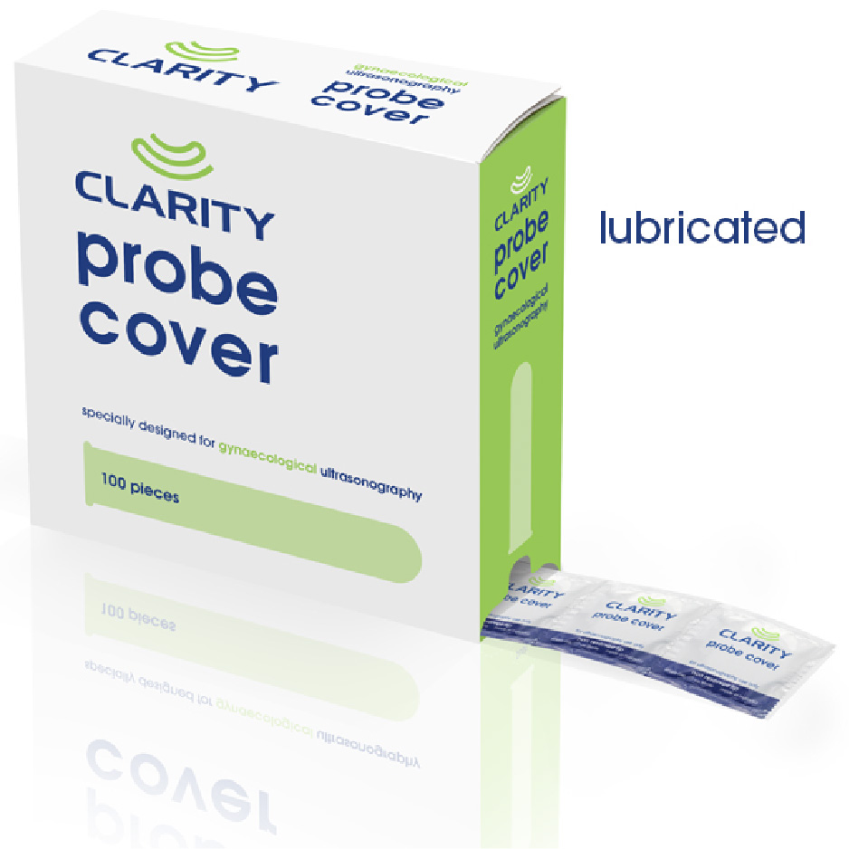 CLARITY LUBRICATED PROBE COVERS FOR TRANSVAGINAL ULTRASOUND, LATEX, LENGTH 200MM, WIDTH 53MM BOX - 100 (CLPCVL)