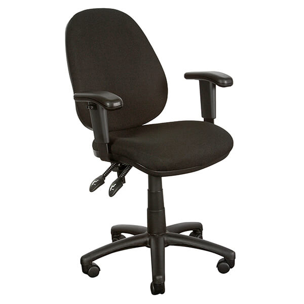 OFFICE CHAIR WITH ARMS, FABRIC, BLACK, HIGH BACK, 3 LEVER, 135KG RATING YS08A EACH