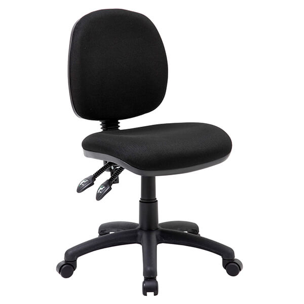 OFFICE CHAIR FABRIC, BLACK, MEDIUM BACK, 2 LEVER, 120KG RATING (YS07)