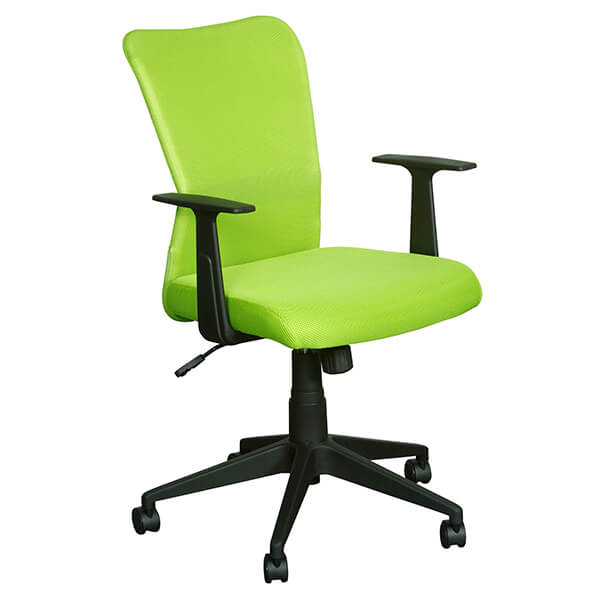 OFFICE CHAIR WITH ARMS, MESH BACK, FABRIC SEAT, ADJUSTABLE SEAT HEIGHT & TILT, 120KG RATING, LIME GREEN (YS01)