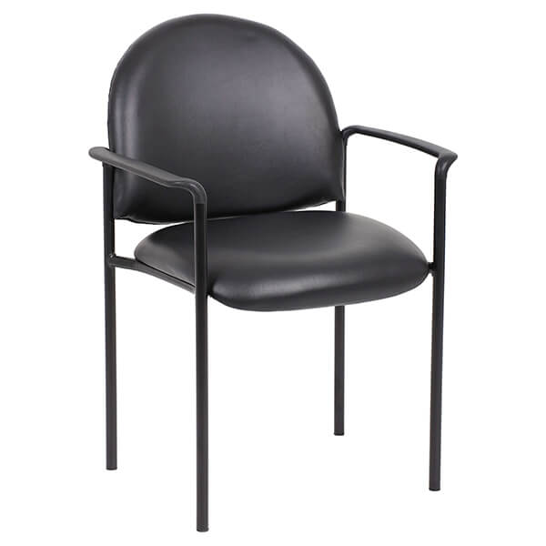 VISITOR CHAIR STACKER WITH FIXED ARMS, PU LEATHER, STACKABLE, 120KG RATING, BLACK (YS11APU)