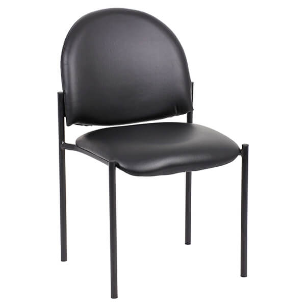 VISITOR CHAIR STACKER, PU, STACKABLE, 120KG RATING, BLACK (YS11BPU)