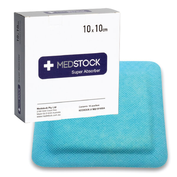 MEDSTOCK SUPER ABSORBER DRESSING 10X10CM MS1010SA BOX-10