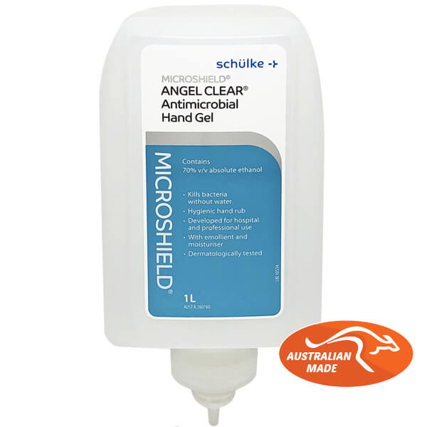 MICROSHIELD ANGEL HAND SANITISER GEL *CLEAR* 1 LITRE 70001757 EACH *AUSTRALIAN MADE*