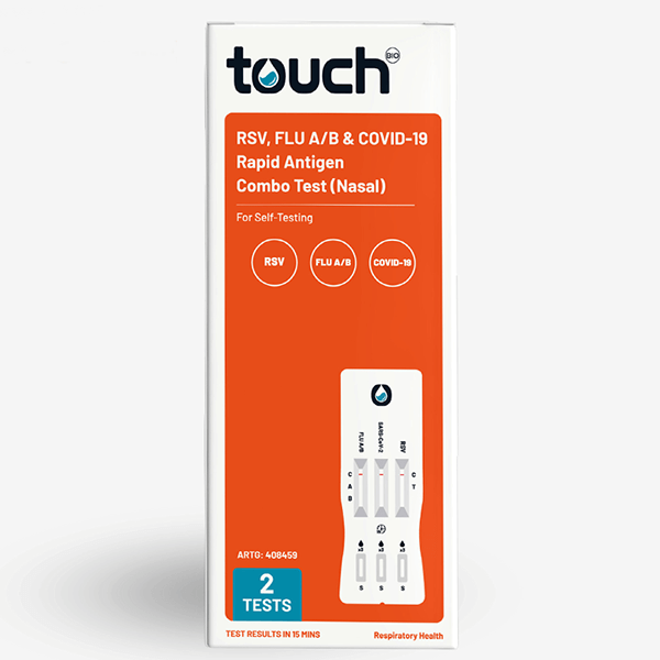 TOUCHBIO TRIPLE ANTIGEN TEST KIT RSV FLU A/B COVID 19- PACK OF 2