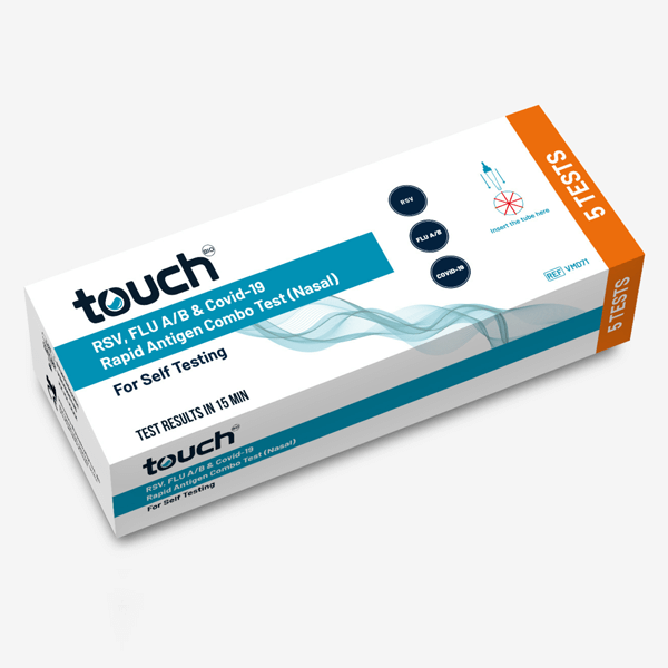 TOUCHBIO TRIPLE ANTIGEN TEST KIT RSV FLU A/B COVID 19- PACK OF 5