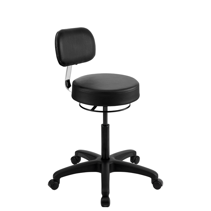 WINBEX CLASSIC ROUND STOOL WITH BACKREST AND 360° CONTROL RING 0530 - BLACK