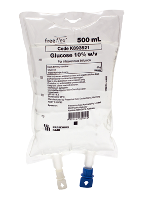 BAXTER GLUCOSE 10% IV SOLUTION 500ML (AHB0163) EACH