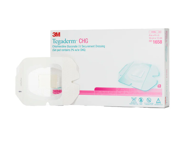 3M TEGADERM CHG CHLORHEXIDINE GLUCONATE I.V. SECUREMENT DRESSING 10 CM X 12 CM (Carton of 4 Boxes, Box of 25) (1658R)