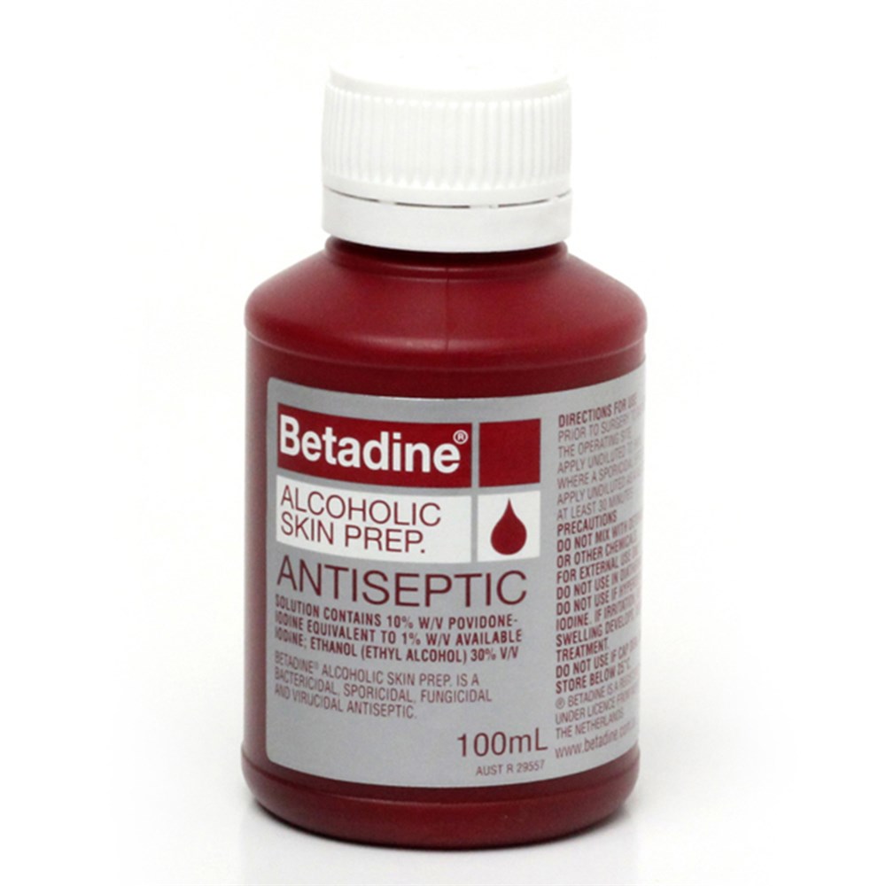 BETADINE (POVIDONE IODINE) ALCOHOLIC SKIN PREP 100ML AUST R 29557