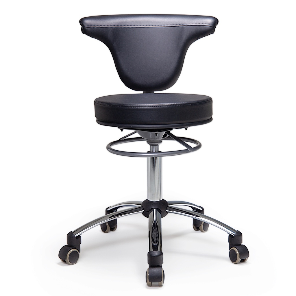 TASK MEDICAL ROUND STOOL WITH BACK & RING BLACK
