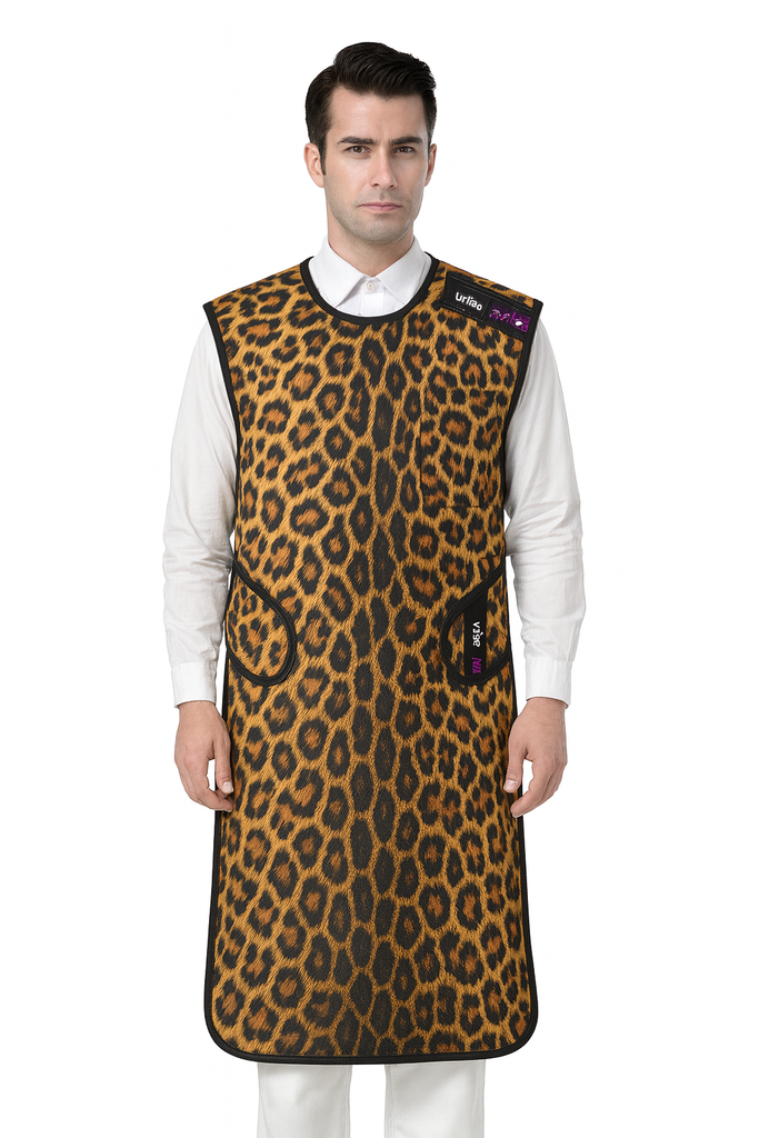 UNIRAY COAT APRON MAXLITE WITH BACK PROTECTION, 0.5/0.25MM PB, MEDIUM, L -100,W - 60CM - LEPOARD