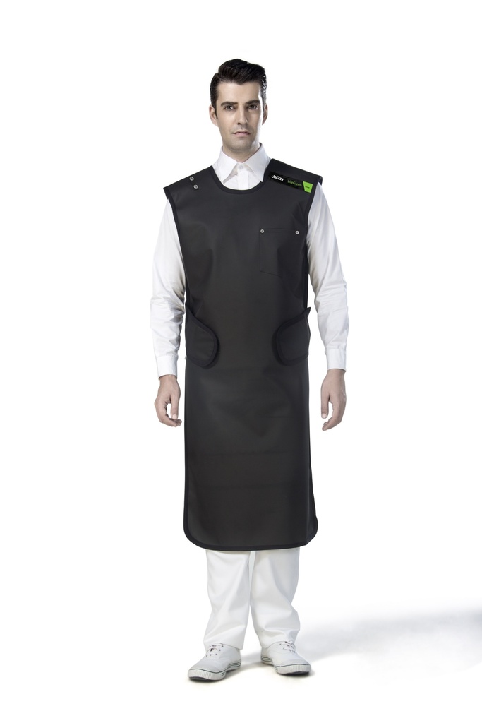 UNIRAY COAT APRON MAXLITE WITH BACK PROTECTION, 0.5-0.25MM, LARGE, L-110, W-65CM, BLACK