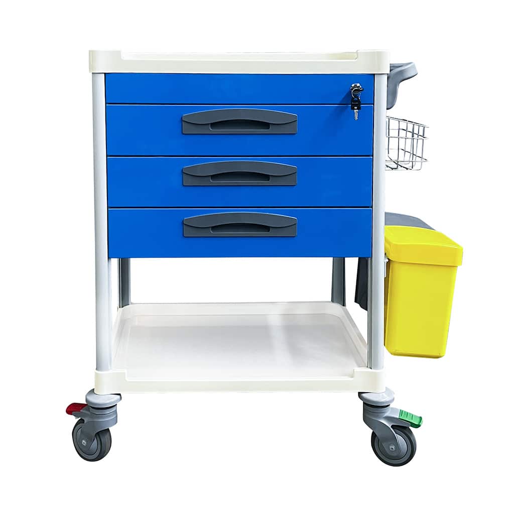TASK MEDICAL MEDICINE TROLLEY 3 DRAWER - BLUE