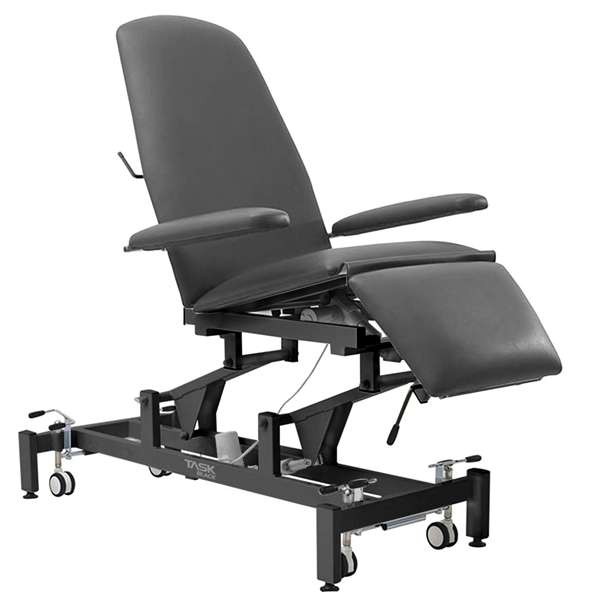 TASK MEDICAL MULTIPURPOSE HI LO TREATMENT CHAIR 3 SECTION 2 MOTOR WITH ARM RESTS BLACK EDITION