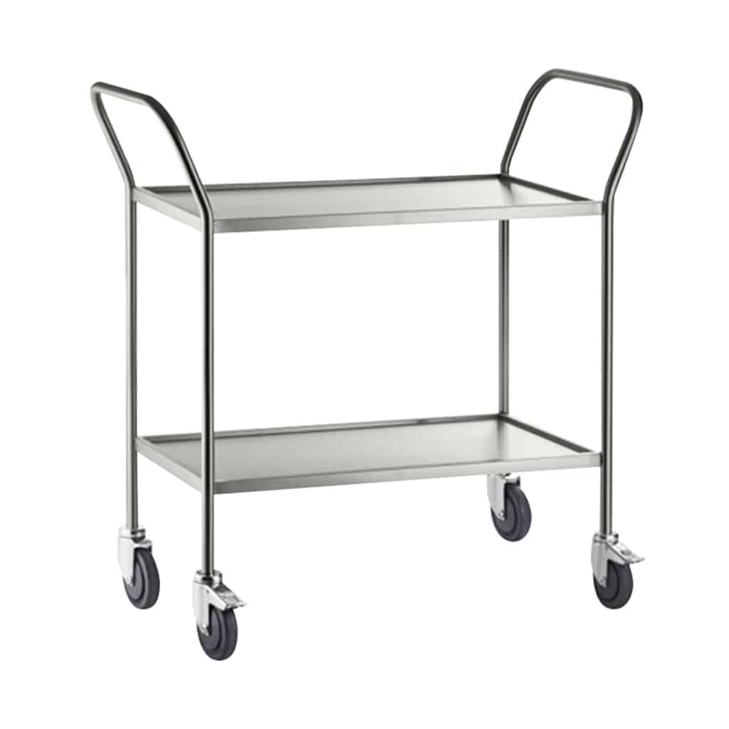 Task Medical Stainless Steel Trolley Cart – Clearing Trolley, 2 Shelf