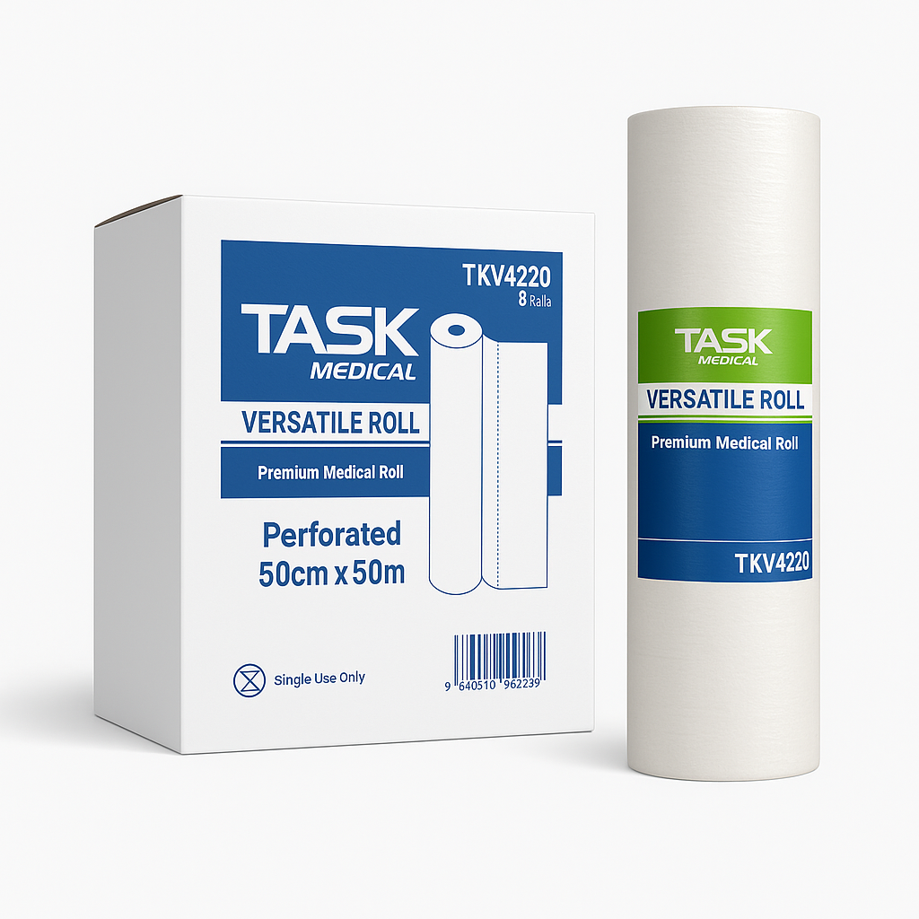 TASK MEDICAL VERSATILE ROLL/PAPER ROLL PERFORATED 50cm X 50M - Carton of 8