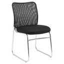 4 x VISITOR CHAIR STUDIO, MESH BACK, SLED BASE, STACKABLE, CHROME FRAME, 120KG RATING, BLACK, 4 CHAIRS
