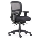 EXECUTIVE CHAIR MIAMI II WITH ARMS, MESH BACK, FABRIC SEAT, 3 LEVER WITH SEAT SLIDE, RATCHET BACK, 150KG RATING, BLACK (YS113A)